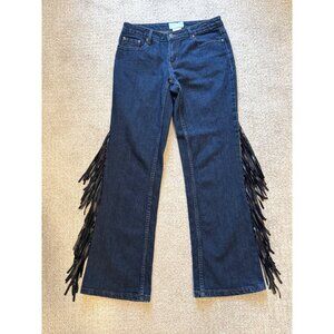 Size 6 Midnight Velvet‎ Dark Wash Fringe Jeans Western Country Swing Dancing